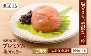 【定期便・3ヵ月毎 全3回】紀州南高梅 プレミアム 700g ［YM12］ 303446_DX90028