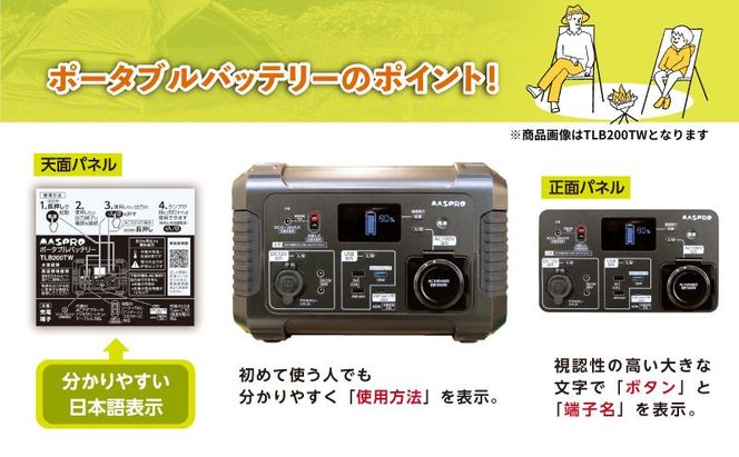 ポータブル電源 TLB150TW 3way ポータブルバッテリー 日本製 非常用電源 電化製品