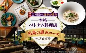 ベトナム料理 コース ペア食事券 ロータスパレス 糸島の恵みコース / 糸島市 / ロータスパレス大名ガーデンシティ店 / エスニック 福岡[ANR001]