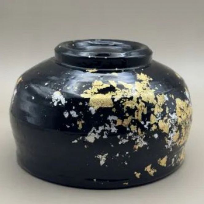 抹茶碗 漆黒（金箔）［NF124］ 303446_CU90054