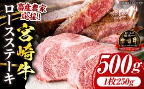 【畜産農家応援】宮崎牛 ロースステーキ 2枚 合計500g_b0374_my_ouen