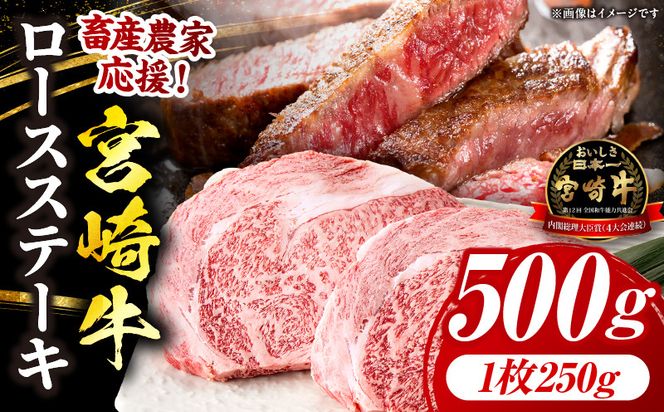 【畜産農家応援】宮崎牛 ロースステーキ 2枚 合計500g