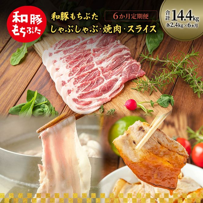 和豚もちぶた 6ヵ月定期便 計14.4kg しゃぶしゃぶ 焼肉 スライス 豚肉