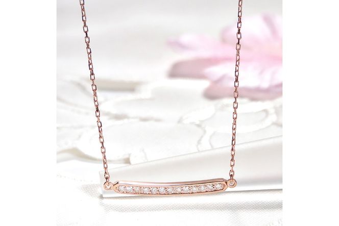 ネックレス レディース K18PG ピンクゴールド ダイヤモンド 0.13ct【 f182-k18pg 】 [オーダーメイドジュエリーメイ 山梨県 韮崎市 20745617] ダイヤネックレス 大人ジュエリー シンプル 18金 18k ペンダント 横並び ライン バーネックレス ジュエリー