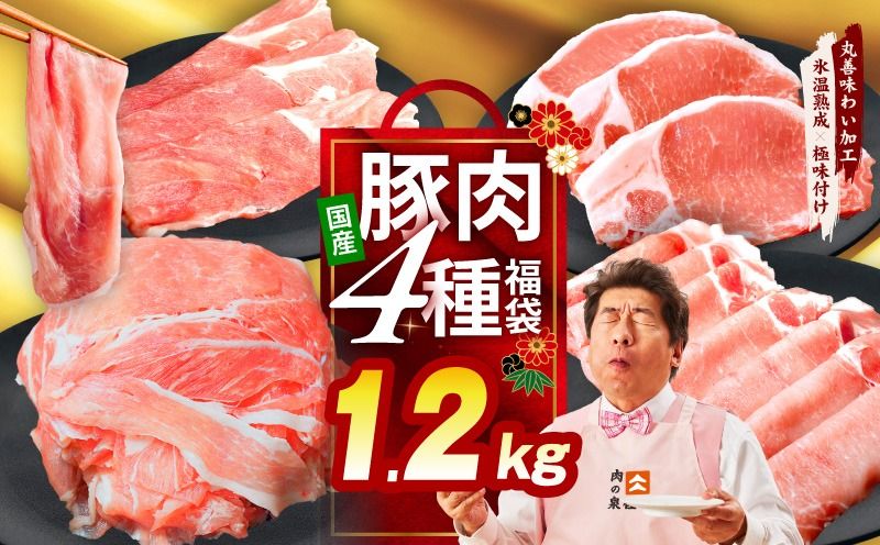 mrz0247 国産 豚肉 4種 総量 1.2kg[300g×4P 氷温熟成×極味付け 小分け ぶたにく 普段使い 野菜炒め]