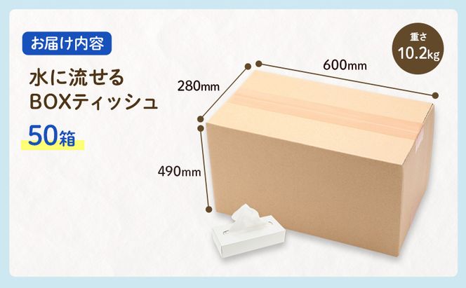 定期便 2ヶ月毎 3回お届け 水に流せる BOXティッシュ 50箱 ティッシュ ティッシュペーパー 箱ティッシュ 紙製品 日用品 消耗品 生活必需品 衛生用品 非常用 備蓄 ストック まとめ買い 防災 国産 日本製 送料無料 川一製紙 岐阜県 美濃市