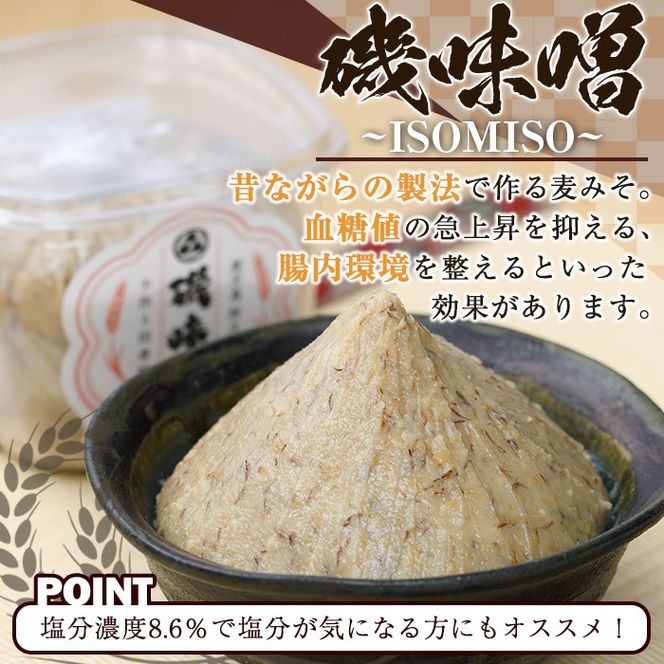 ＜定期便・全6回(隔月)＞磯味噌～ISOMISO～(計19.2kg・800g×4箱×6回) 味噌 みそ 麦味噌 加工品 調味料 味噌汁 定期便【田舎みそ磯畑～ISOMISO～】akn099-09