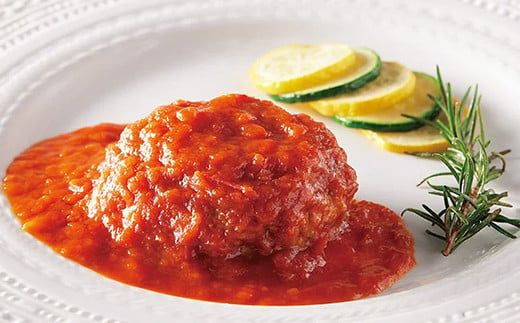 食卓を贅沢に！和牛100％ハンバーグ ～トマトソース～ 5個 牛肉 100％ 温めるだけ 濃厚 さっぱり 簡単 肉汁 ジューシー 旨み ご飯 特製トマトソース パスタ バゲット お歳暮 お中元 F6T-604