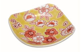 九谷焼　3号皿・フラワーシャワー黄色 5枚セット a01 民芸品 工芸品 焼き物 食器