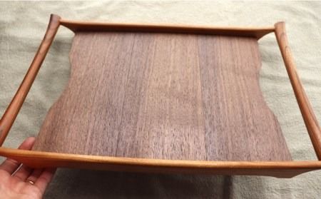 【ブラックウォールナット×けやき】43cm 中サイズ の 木製トレー 糸島市 / 家具工房 橙 [AZF008] お盆 トレー おぼん 木製 トレー 北欧 カフェ 木工品 クラフト