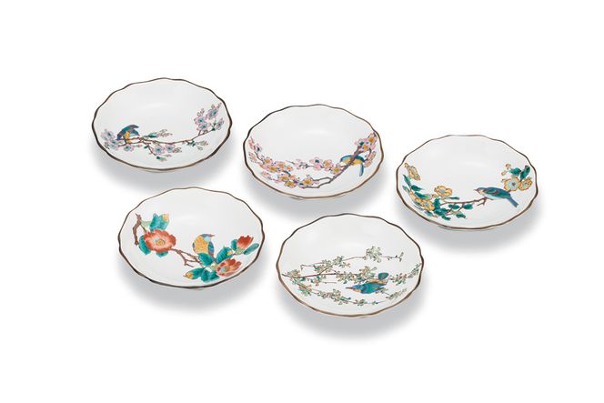 4号皿揃　花鳥絵変わり