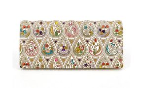 【文庫屋大関】束入れ 花と猫＜ミックス＞【皮革工芸品】 財布 お札 お札入れ 長財布 カード 小銭 牛革 手作り 日本製 墨田区 東京都