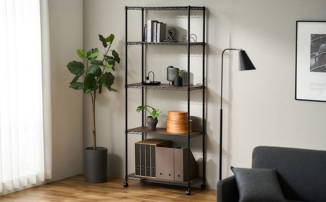 カラーメタルラック ウッドボード付き CMM-75185B ブラック スチールラック メタルラック カラー ウッドボード付き 収納 キッチン リビング おしゃれ アイリスオーヤマ