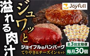 【全3回定期便】ジョイフル ハンバーグ スペシャル 詰め合わせ 2種 30個 セット《築上町》【株式会社　ジョイフル】[ABAA078]