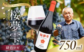 北見産ぶどう100％のワイン 桜夢雫 緋色ロゼ ( ワイン 国産 ブドウ ロゼ 辛口 750ml )【075-0009】