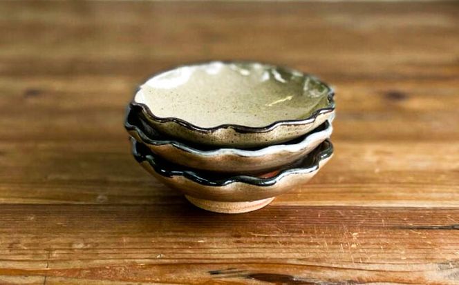 菊皿 3枚セット 糸島市 / 唐津焼 高麗窯【いとしまごころ】 焼き物 食器[AOZ013]