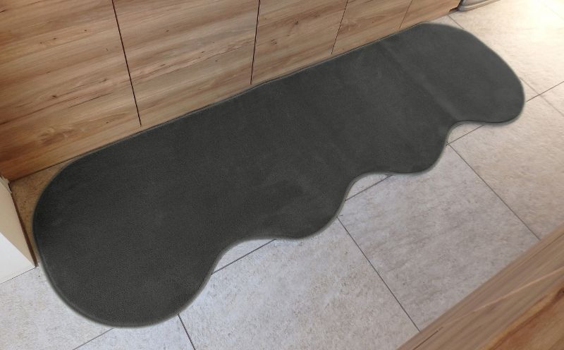 diw0215 北欧風キッチンマット ラグマットタイプ 65×210cm ピーナッツ型 チャコール 抗菌防臭 SEK 織人しきもの屋工房
