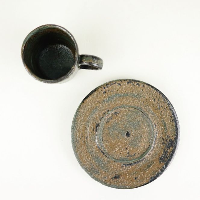 【益子焼】大塚雅淑　デミタスカップ＆ソーサー2組｜栃木県 益子町 ふるさと納税 益子焼伝統工芸士 大塚雅淑 セット 電子レンジ可 食洗器可（AT002）