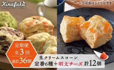 [全3回定期便] 定番 スコーン + 明太 チーズ スコーン 計 12個 セット 糸島市 / スコーン専門店キナフク 焼き菓子 焼菓子 洋菓子 スイーツ パン 