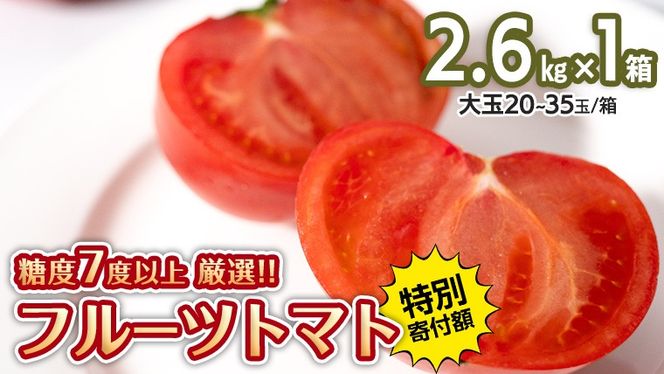 【 早期申込み限定 特別寄附額 】 フルーツトマト 大箱 約2.6kg × 1箱 【大玉 20〜35玉/1箱】 糖度7度 以上 野菜 フルーツ トマト とまと [AF072ci]