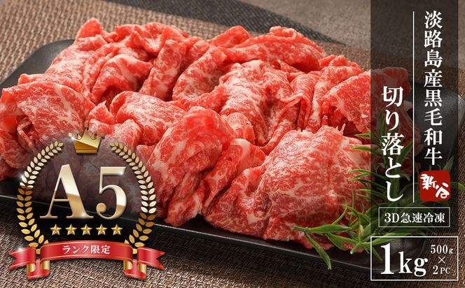 【A5ランク限定】淡路島産黒毛和牛 切り落とし 1kg（500g×2PC）【神戸牛】