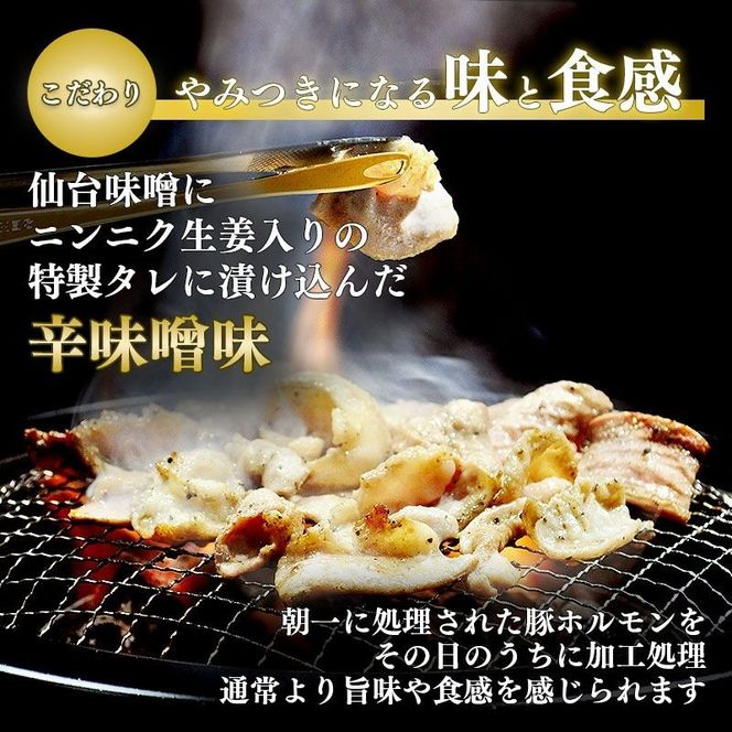 利久のやみつきホルモン 辛味噌豚ホルモン2個セット260g 130g×2P ホルモン 辛味噌 豚 ごはんのお供 真空パック お土産 宮城 宮城県 岩沼市