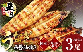 kgp0042-1d 【土用の丑の日までにお届け】国産うなぎ 白醤油焼き 合計480g【160g×3尾 せいろ蒸し 備長炭 鰻 ウナギ 手焼き レンジ 温めるだけ 簡単調理】