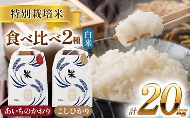 令和6年産　愛知県産　コシヒカリ・あいちのかおり　白米　各10kg　特別栽培米　お米　ご飯　愛西市／戸典オペレーター　[AECT011]