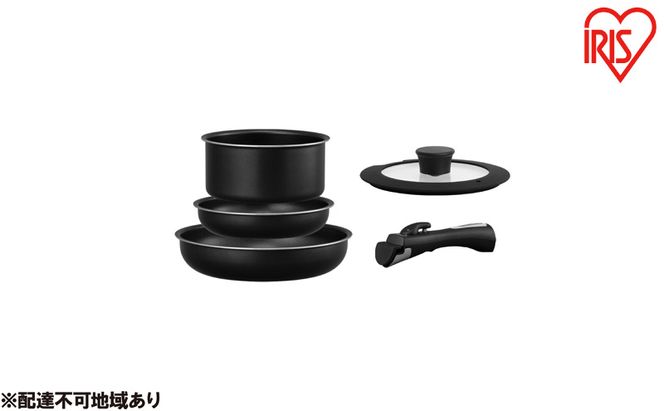 フライパン セット ih アイリスオーヤマ 鍋 5点セット NTF-SEI5 ブラックメタリック 取っ手が外せるフライパン なべ IH対応 ガス火 ダイヤモンドコーティング 調理器具 調理用品 家電 新生活