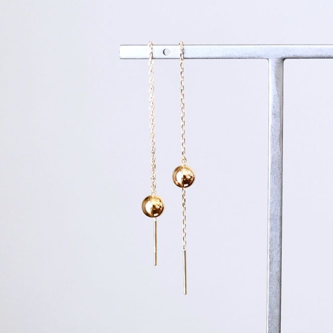 K18(18金) イエローゴールド 地金 ボール チェーン ピアス シンプル 保証書付 KO-0073 242-033-a