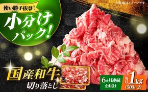 【全6回定期便】【たっぷり大容量！】博多和牛 切り落とし 1000g(500ｇ×2Ｐ）《築上町》【株式会社MEAT PLUS】[ABBP028]