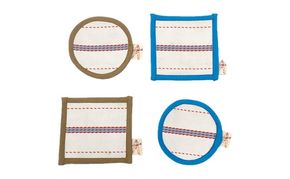 【一点物】高梁市消防本部 消防ホースリメイクコースター4点セット コースター 岡山 高梁市