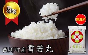 FYN6-269 令和7年度 山形県 西川町産 無洗米 雪若丸 5kg 精米 白米 米 こめ ライス ごはん ご飯 ブランド米 銘柄米 家庭用 自宅用 贈答用 お取り寄せ 食品 時短 節水 2025年 西川町 月山