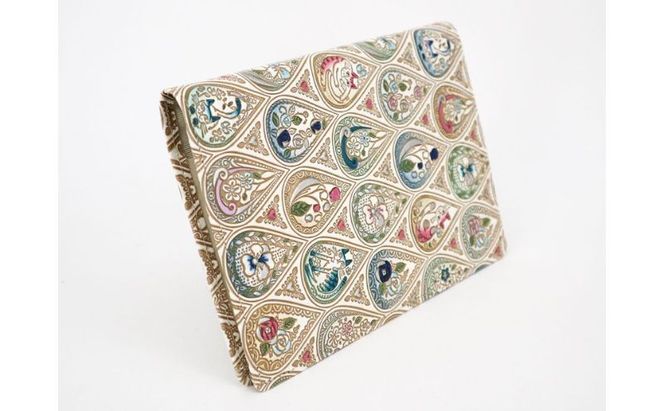 【文庫屋大関】パーソナルホルダー　花と猫＜インディゴ＞【皮革工芸品】 民芸品 雑貨 日用品 文房具 革小物 革製品 ファイル ケース 