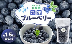 峠のふもと紅果園の冷凍ブルーベリー約1.5kg（500g×3）サイズ混載 果物 くだもの 加工食品 フルーツ ブルーベリー [峠のふもと紅果園]