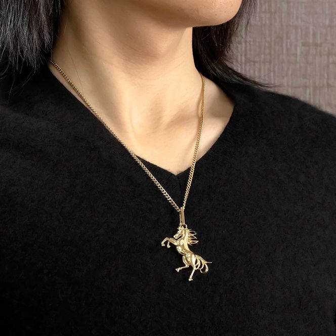 馬 18金 ネックレス メンズ ダイヤモンド 大ぶり ペンダントトップ 大きめ 喜平 18k ゴールド ダイヤ 跳ね馬 干支 午年 イエローゴールドK18 ジュエリー お守り 厄除け 人気250307mro400 SWAA270