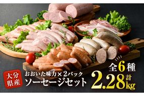 おおいた 味力 ソーセージセット(合計2.28kg・全6種)豚肉 鶏肉 鳥肉 とり肉 詰め合わせ 詰合せ あらびき ベーコン ウインナー お弁当 惣菜 おかず おつまみ 国産 冷凍【DP69】【 (株)まるひで】