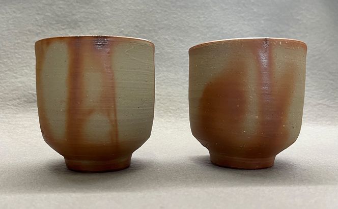 備前緋だすき 湯呑 2個 木箱入り[ 備前焼 緋襷 ] 湯のみ 工芸品 ペア 和 日本茶 プレゼント 自宅用