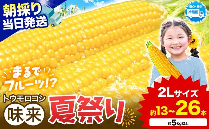 新登場★ トウモロコシ 味来 【収穫後当日出荷！】 夏祭り 選べる 約5kg 約10kg 13本前後 26本前後 《6月中旬-7月中旬頃出荷予定》 茨城県 結城市 野菜 甘味が強い 柔らかい ジューシー フルーティー 夏野菜 コーン【配送不可地域あり】(北海道・沖縄・離島)---yuki_local_759_5kg---