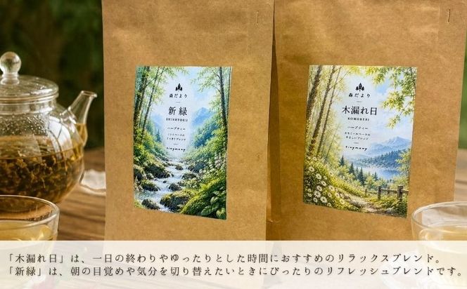 森のハーブティー「木漏れ日・新緑」2種類セット（ティーバッグ2g×10包×2） KG003