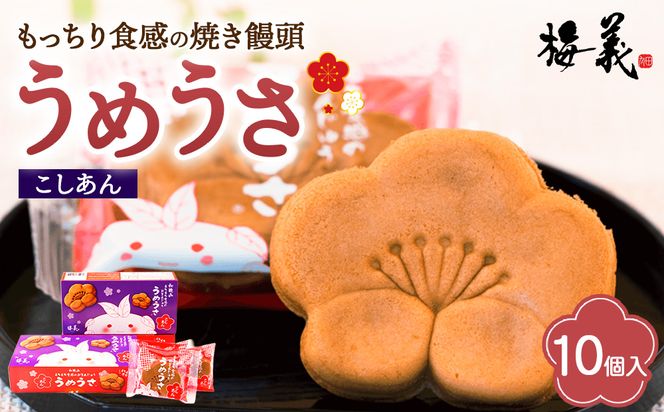 焼き 饅頭 「うめうさ」10個入り もっちり生地と上品なこしあんの和菓子 有田銘菓【梅義】(A1201-1)