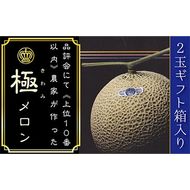 クラウンメロン（山等級）”極みメロン”　2玉入　ギフト箱入り 果物類 メロン青肉 フルーツ 