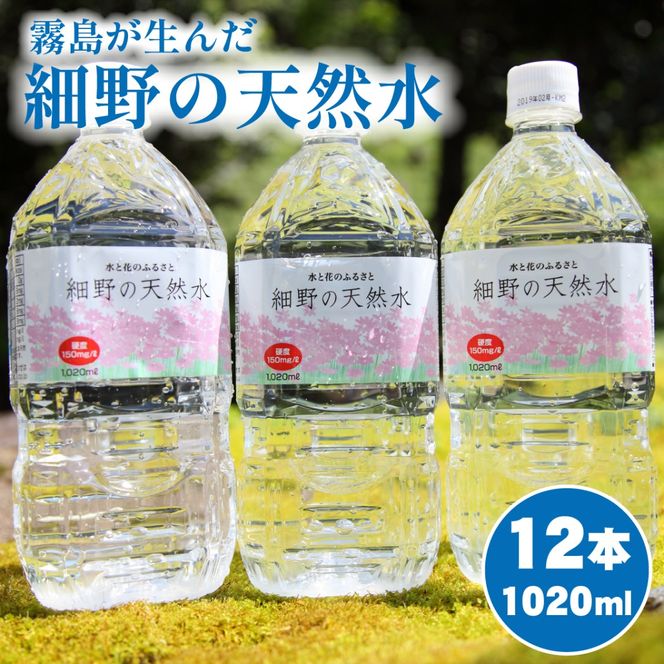 【ミネラルたっぷり天然水】細野の天然水 1020ml×12本 1箱 （ミネラルウォーター 天然水 水 中硬水 シリカ シリカ水 ミネラル 美容 健康 人気 霧島 宮崎県 小林市）