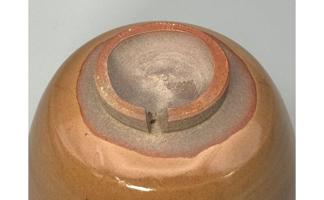 虫明焼 灰釉注連縄の絵茶碗(黒井博史 作) 工芸品 食器 茶碗 お茶碗