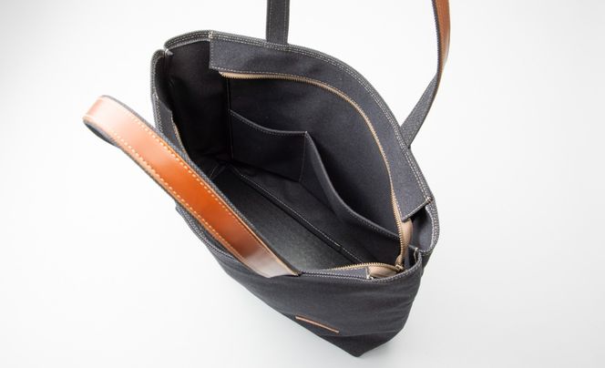 【J-250】ｋｉｉ工房　帆布かばん　ダブルハンドトート ＬＬサイズ 先染め黒【高島屋選定品】