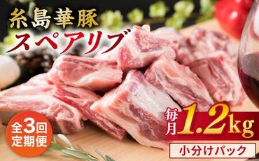 【全3回定期便】【 バーベキュー / 煮込み用 】 約1.2kg 糸島華豚 スペアリブ 糸島市 / 糸島ミートデリ工房 [ACA329]