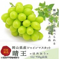 ぶどう 2026年 先行予約 シャイン マスカット 晴王 1房 950g前後 ブドウ 葡萄  岡山県産 国産 フルーツ 果物 ギフト 岡山のブドウ デザート 食べ物 日本産