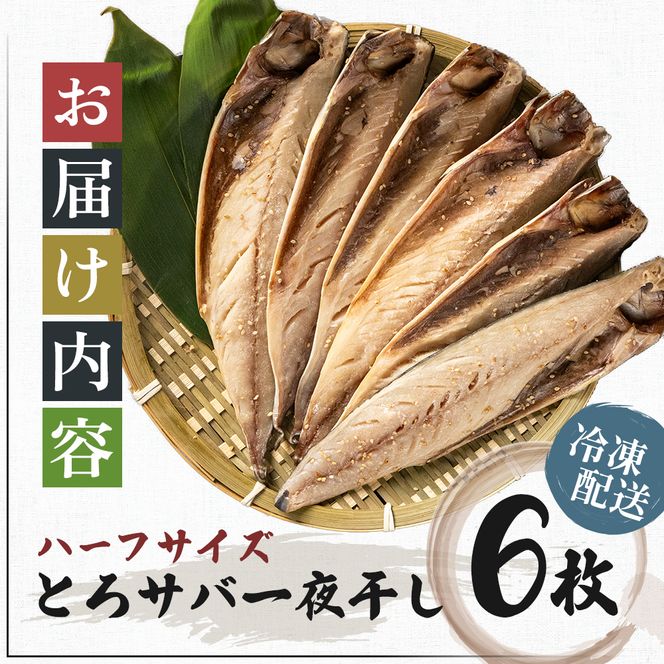 とろサバ 干物 6枚 お試し ハーフサイズ おひとり様 簡単調理 冷凍保存　1枚約200g前後×6枚　合計約1.2kg前後