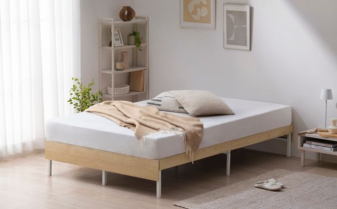 ウッドスチールベッド セミダブル SBW01ーSD ホワイト/ナチュラル ベッド ベッドフレーム セミダブル 通気性 湿気対策 スチールベッド 組立簡単 かわいい おしゃれ 北欧 一人暮らし ベット アイリスオーヤマ 新生活