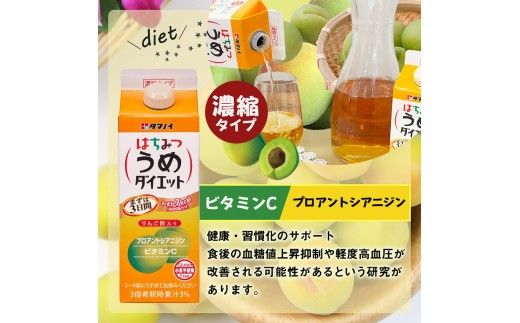 はちみつうめダイエット濃縮タイプ 500ml×12本 タマノイ酢 さっぱり梅風味 はちみつ入り 飲用アレンジや料理にも 日本製 お酢 | 梅酢ドリンク 濃縮 はちみつ梅ドリンク 梅ジュース 濃縮タイプ 梅シロップ 飲料用 梅ドリンク まとめ買い 健康管理 美容に嬉しいプロアントシアニジン（ポリフェノール）